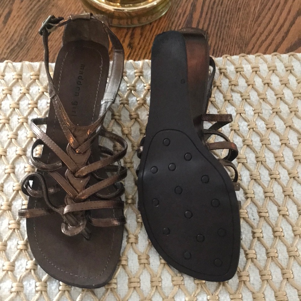 Bronze Wedge Sandals, Madden girl, size 8 1/2